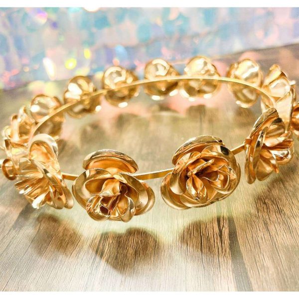 Gold Rose Flower Crown Fashion - Image 3